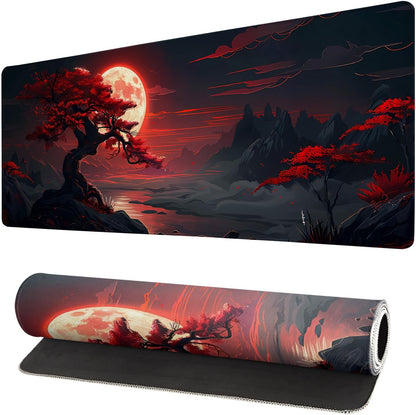 Japanese Mouse Pad, Large Japanese Desk Mat, XL Anime Gaming Keyboard Mat, Non-Slip Rubber Base, Big Extended Desk Protector for Home Office, 31.5”x11.8” - Colors B