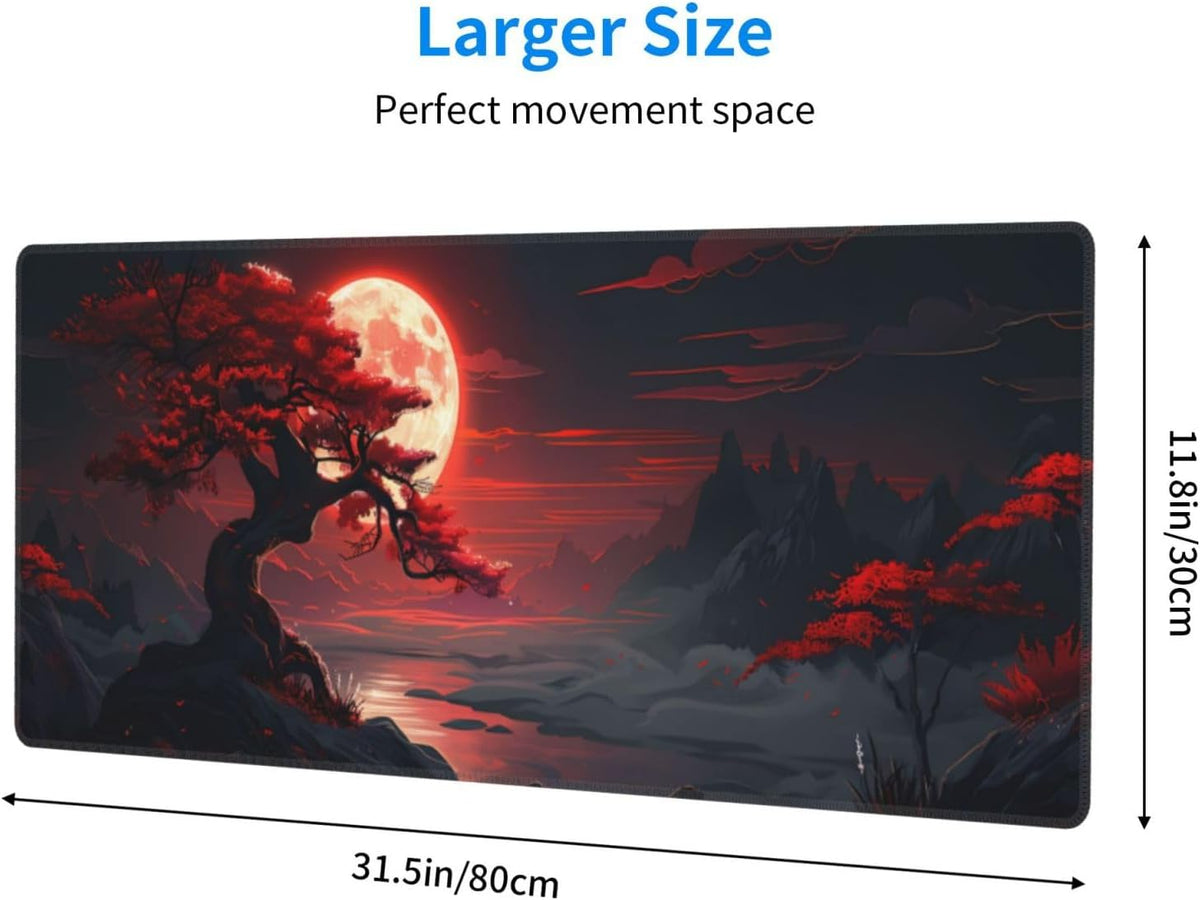 Japanese Mouse Pad, Large Japanese Desk Mat, XL Anime Gaming Keyboard Mat, Non-Slip Rubber Base, Big Extended Desk Protector for Home Office, 31.5”x11.8” - Colors B