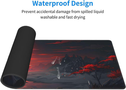 Japanese Mouse Pad, Large Japanese Desk Mat, XL Anime Gaming Keyboard Mat, Non-Slip Rubber Base, Big Extended Desk Protector for Home Office, 31.5”x11.8” - Colors B