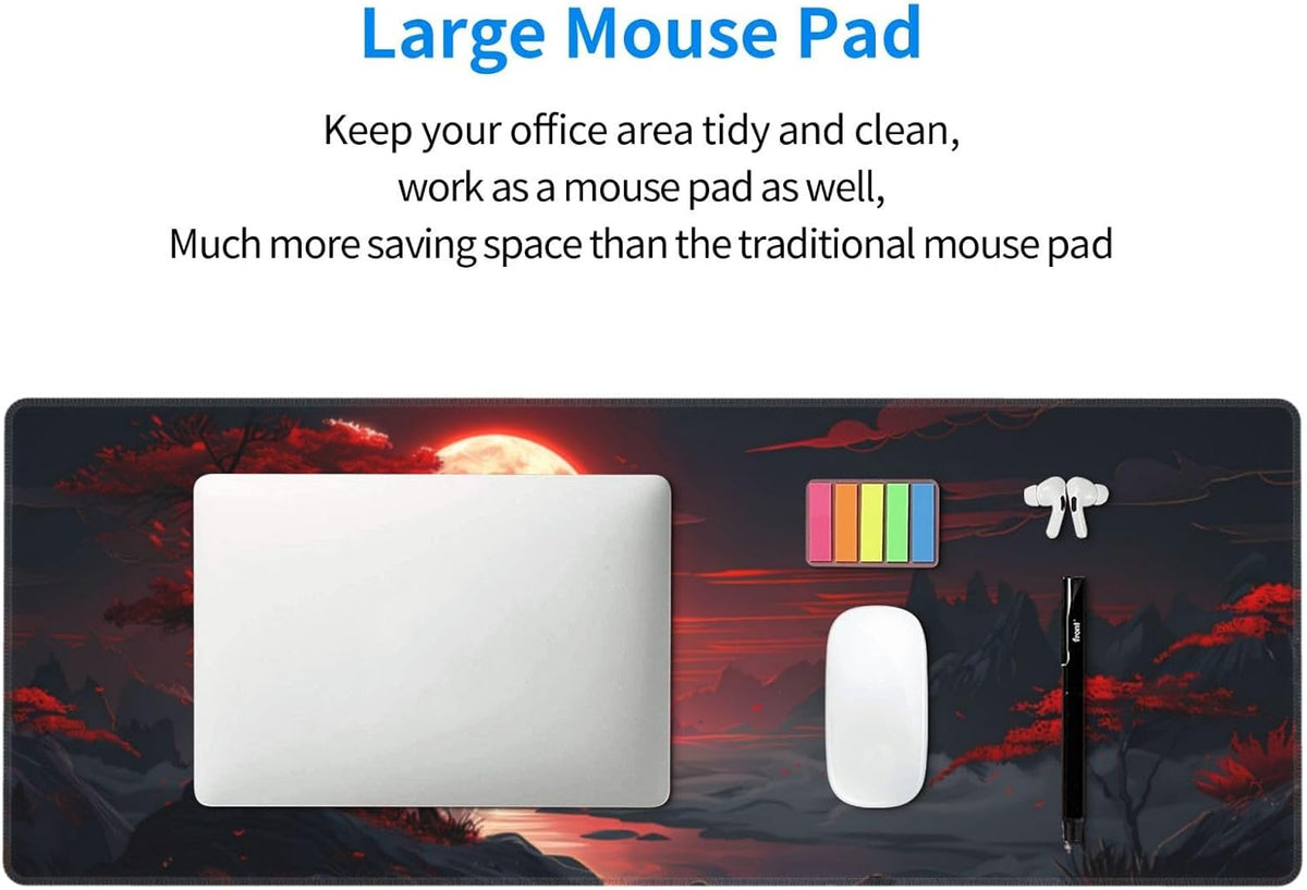 Japanese Mouse Pad, Large Japanese Desk Mat, XL Anime Gaming Keyboard Mat, Non-Slip Rubber Base, Big Extended Desk Protector for Home Office, 31.5”x11.8” - Colors B