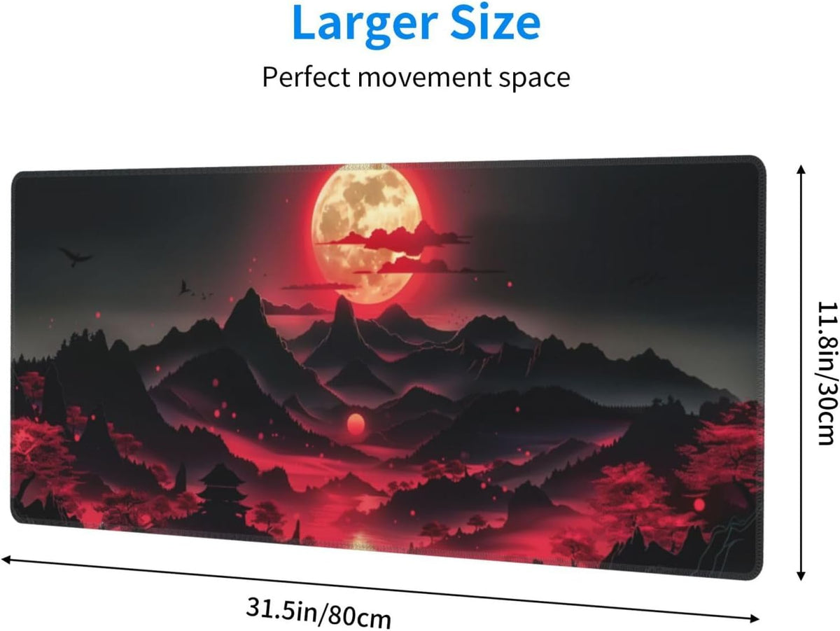Japanese Mouse Pad, Large Japanese Desk Mat, XL Anime Gaming Keyboard Mat, Non-Slip Rubber Base, Big Extended Desk Protector for Home Office, 31.5”x11.8” - Colors B