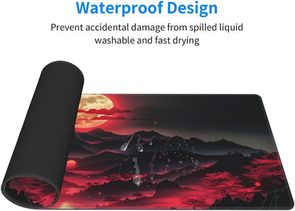 Japanese Mouse Pad, Large Japanese Desk Mat, XL Anime Gaming Keyboard Mat, Non-Slip Rubber Base, Big Extended Desk Protector for Home Office, 31.5”x11.8” - Colors B