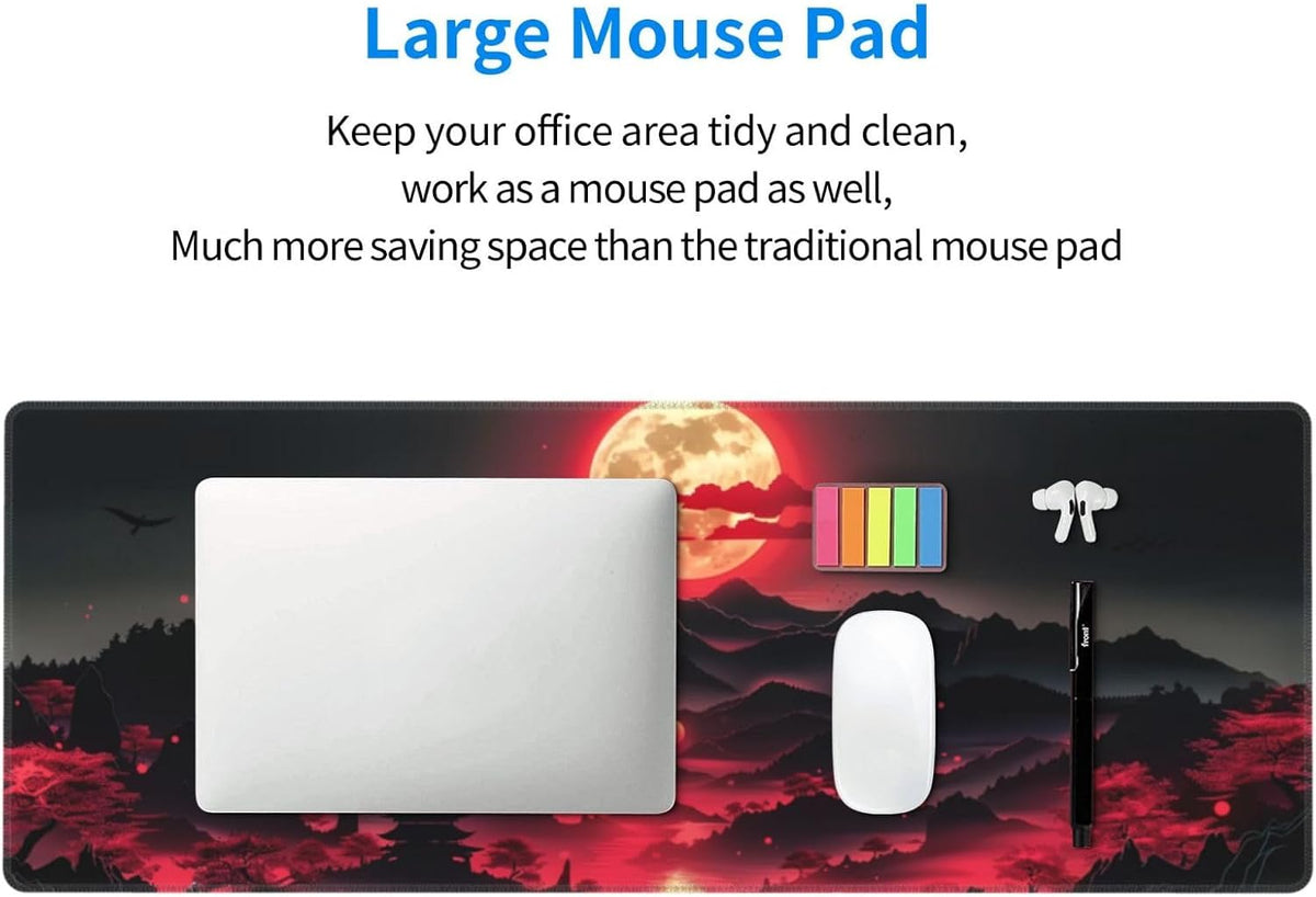 Japanese Mouse Pad, Large Japanese Desk Mat, XL Anime Gaming Keyboard Mat, Non-Slip Rubber Base, Big Extended Desk Protector for Home Office, 31.5”x11.8” - Colors B