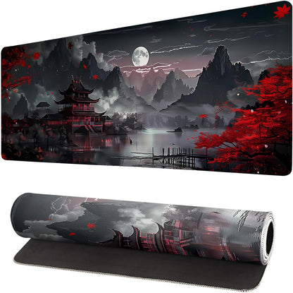 Japanese Mouse Pad, Large Japanese Desk Mat, XL Anime Gaming Keyboard Mat, Non-Slip Rubber Base, Big Extended Desk Protector for Home Office, 31.5”x11.8” - Colors B
