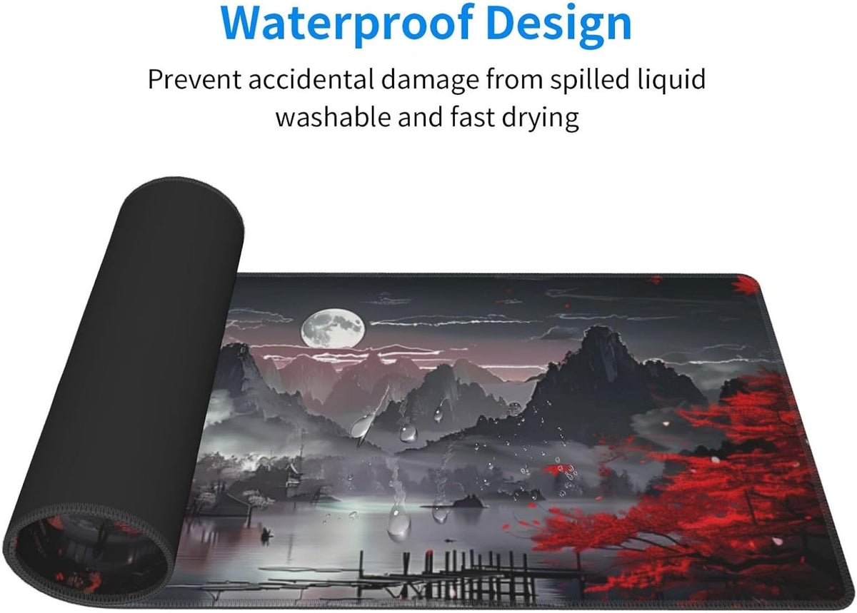 Japanese Mouse Pad, Large Japanese Desk Mat, XL Anime Gaming Keyboard Mat, Non-Slip Rubber Base, Big Extended Desk Protector for Home Office, 31.5”x11.8” - Colors B
