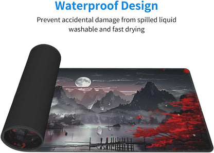 Japanese Mouse Pad, Large Japanese Desk Mat, XL Anime Gaming Keyboard Mat, Non-Slip Rubber Base, Big Extended Desk Protector for Home Office, 31.5”x11.8” - Colors B
