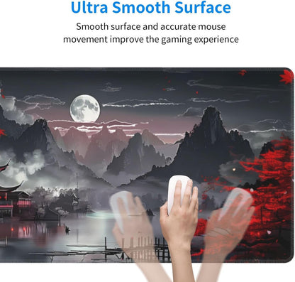 Japanese Mouse Pad, Large Japanese Desk Mat, XL Anime Gaming Keyboard Mat, Non-Slip Rubber Base, Big Extended Desk Protector for Home Office, 31.5”x11.8” - Colors B