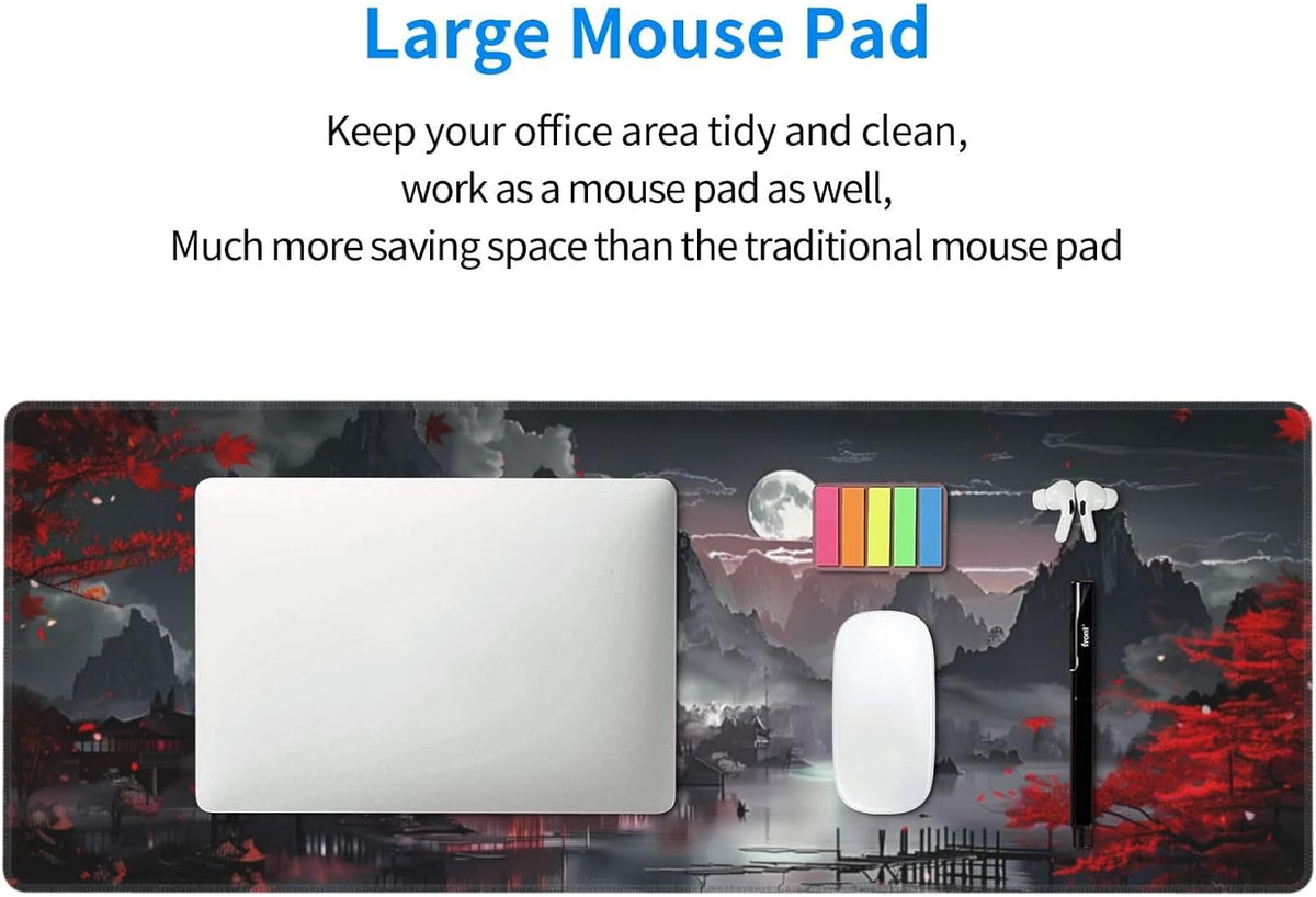 Japanese Mouse Pad, Large Japanese Desk Mat, XL Anime Gaming Keyboard Mat, Non-Slip Rubber Base, Big Extended Desk Protector for Home Office, 31.5”x11.8” - Colors B