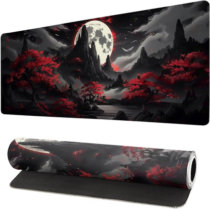 Japanese Mouse Pad, Large Japanese Desk Mat, XL Anime Gaming Keyboard Mat, Non-Slip Rubber Base, Big Extended Desk Protector for Home Office, 31.5”x11.8” - Colors B