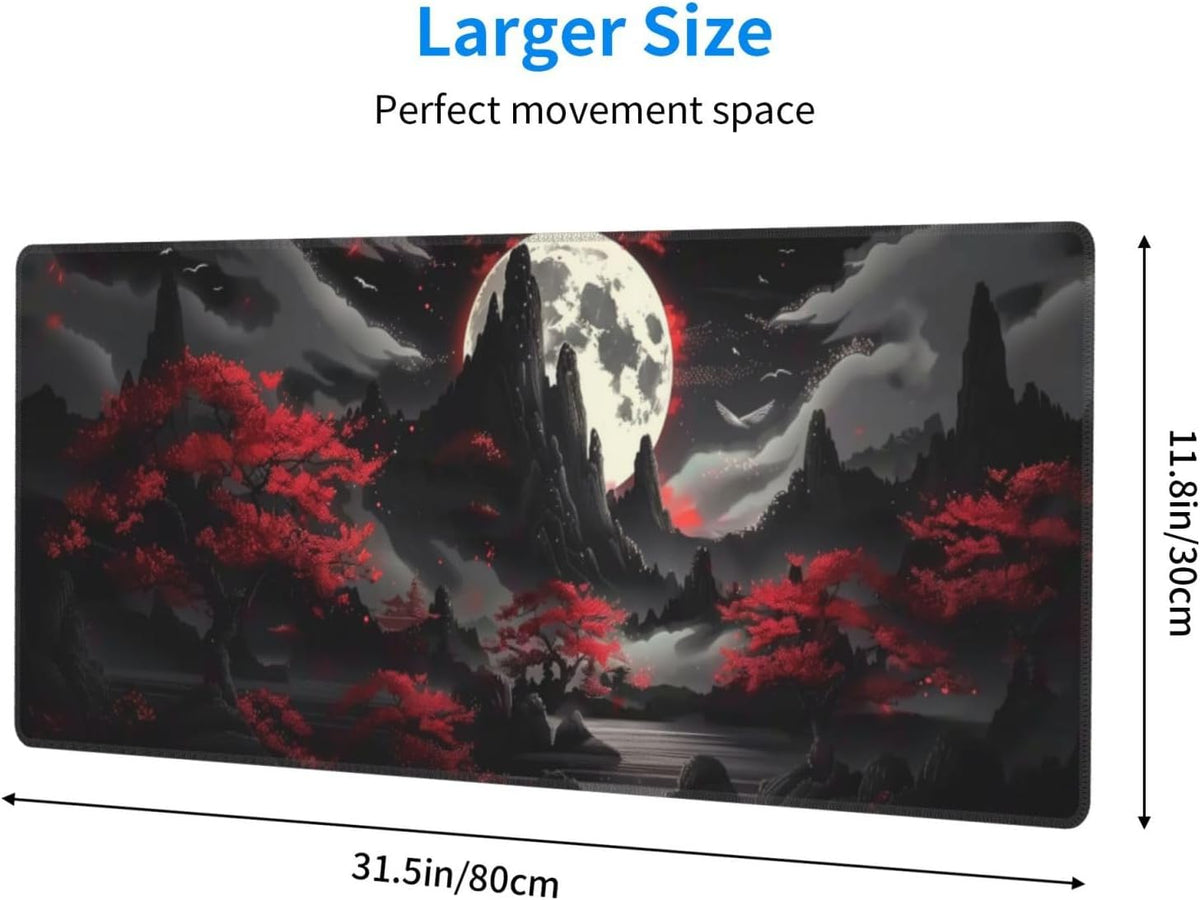 Japanese Mouse Pad, Large Japanese Desk Mat, XL Anime Gaming Keyboard Mat, Non-Slip Rubber Base, Big Extended Desk Protector for Home Office, 31.5”x11.8” - Colors B