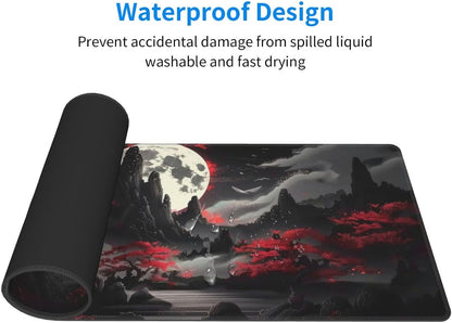 Japanese Mouse Pad, Large Japanese Desk Mat, XL Anime Gaming Keyboard Mat, Non-Slip Rubber Base, Big Extended Desk Protector for Home Office, 31.5”x11.8” - Colors B