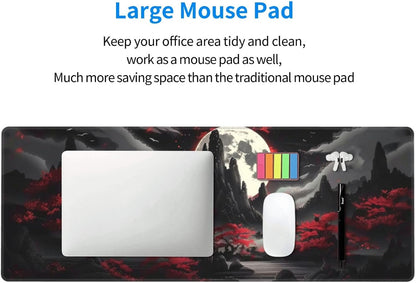 Japanese Mouse Pad, Large Japanese Desk Mat, XL Anime Gaming Keyboard Mat, Non-Slip Rubber Base, Big Extended Desk Protector for Home Office, 31.5”x11.8” - Colors B