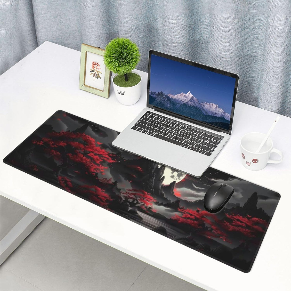 Japanese Mouse Pad, Large Japanese Desk Mat, XL Anime Gaming Keyboard Mat, Non-Slip Rubber Base, Big Extended Desk Protector for Home Office, 31.5”x11.8” - Colors B