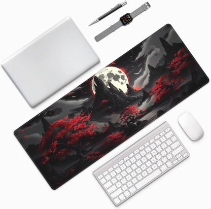 Japanese Mouse Pad, Large Japanese Desk Mat, XL Anime Gaming Keyboard Mat, Non-Slip Rubber Base, Big Extended Desk Protector for Home Office, 31.5”x11.8” - Colors B