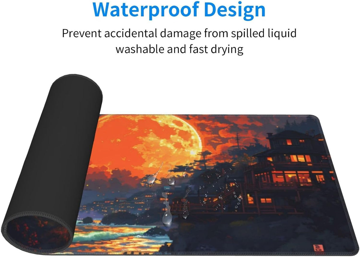 Japanese Mouse Pad, Large Japanese Desk Mat, XL Anime Gaming Keyboard Mat, Non-Slip Rubber Base, Big Extended Desk Protector for Home Office, 31.5”x11.8” - Colors B