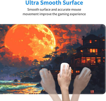 Japanese Mouse Pad, Large Japanese Desk Mat, XL Anime Gaming Keyboard Mat, Non-Slip Rubber Base, Big Extended Desk Protector for Home Office, 31.5”x11.8” - Colors B