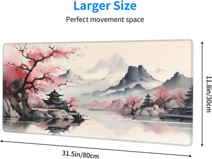 Japanese Mouse Pad, Large Japanese Desk Mat, XL Anime Gaming Keyboard Mat, Non-Slip Rubber Base, Big Extended Desk Protector for Home Office, 31.5”x11.8” - Colors B