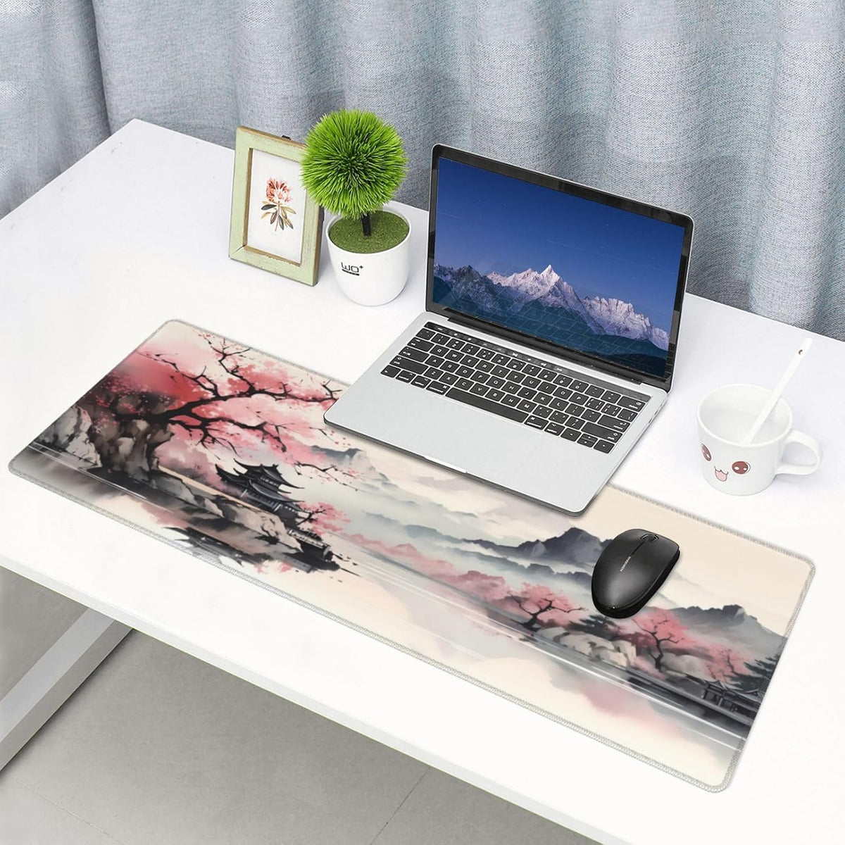 Japanese Mouse Pad, Large Japanese Desk Mat, XL Anime Gaming Keyboard Mat, Non-Slip Rubber Base, Big Extended Desk Protector for Home Office, 31.5”x11.8” - Colors B