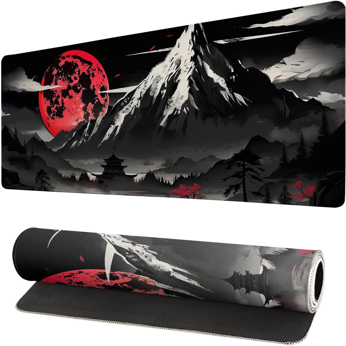 Japanese Mouse Pad, Large Japanese Desk Mat, XL Anime Gaming Keyboard Mat, Non-Slip Rubber Base, Big Extended Desk Protector for Home Office, 31.5”x11.8” - Colors B