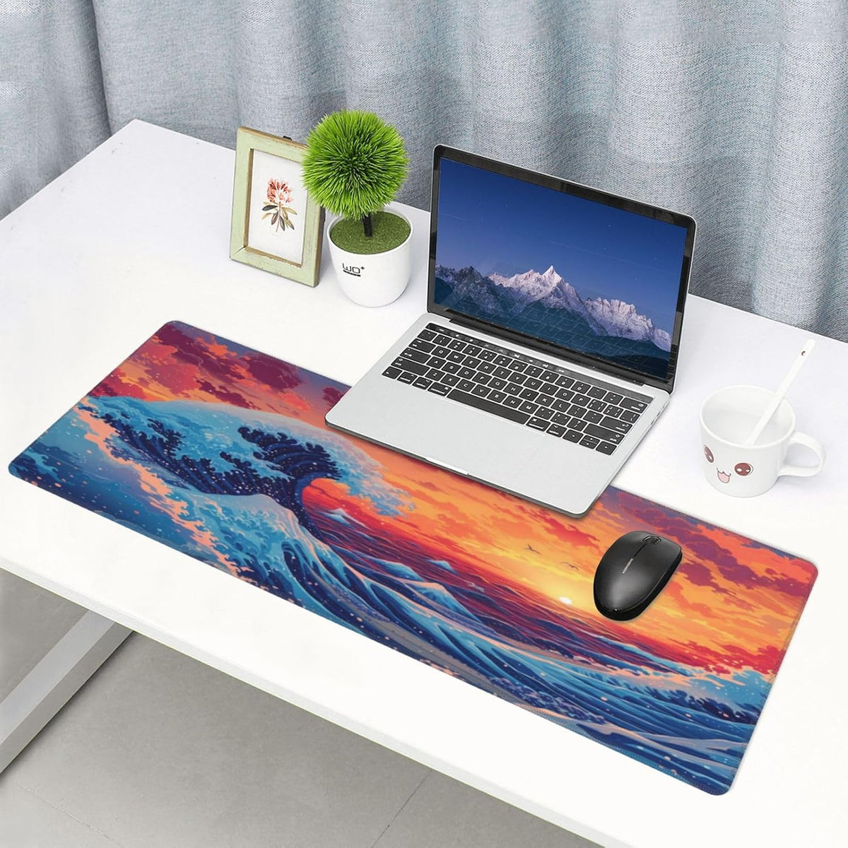 Japanese Mouse Pad, Large Japanese Desk Mat, XL Anime Gaming Keyboard Mat, Non-Slip Rubber Base, Big Extended Desk Protector for Home Office, 31.5”x11.8” - Colors B