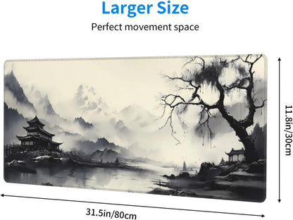 Japanese Mouse Pad, Large Japanese Desk Mat, XL Anime Gaming Keyboard Mat, Non-Slip Rubber Base, Big Extended Desk Protector for Home Office, 31.5”x11.8” - Colors B