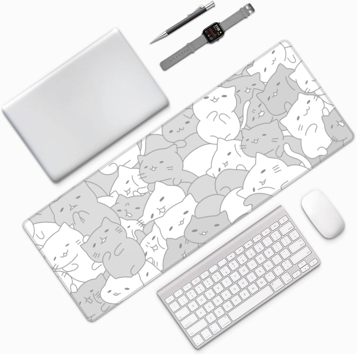 Japanese Mouse Pad, Large Japanese Desk Mat, XL Anime Gaming Keyboard Mat, Non-Slip Rubber Base, Big Extended Desk Protector for Home Office, 31.5”x11.8” - Colors B