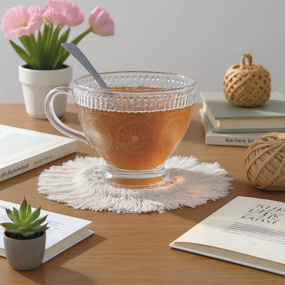 Desk Coasters Set of 2, Cute Coaster for Desk, Round Handmade Woven Coaster for Boho Home Decor, CupCoasters for Office Kitchen Dining Room Bar Farmhouse, Coasters Set for Drinks, Beer, Coffee
