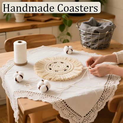 Desk Coasters Set of 2, Cute Coaster for Desk, Round Handmade Woven Coaster for Boho Home Decor, CupCoasters for Office Kitchen Dining Room Bar Farmhouse, Coasters Set for Drinks, Beer, Coffee