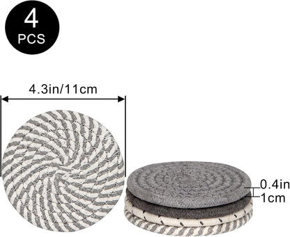 Desk Coasters Set of 2, Cute Coaster for Desk, Round Handmade Woven Coaster for Boho Home Decor, CupCoasters for Office Kitchen Dining Room Bar Farmhouse, Coasters Set for Drinks, Beer, Coffee