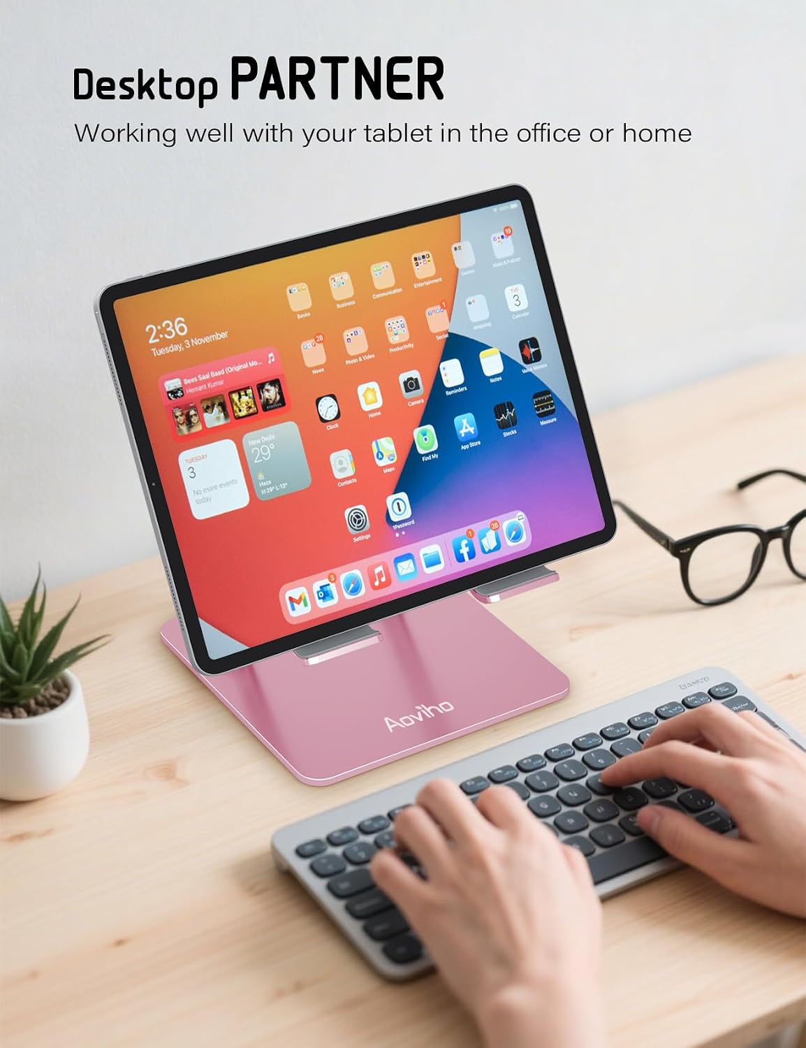 Tablet Stand for Desk,Adjustable Tablet Holder,Rose Gold