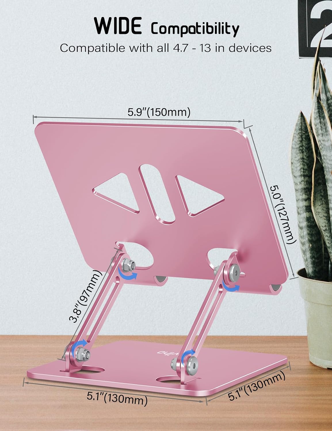 Tablet Stand for Desk,Adjustable Tablet Holder,Rose Gold