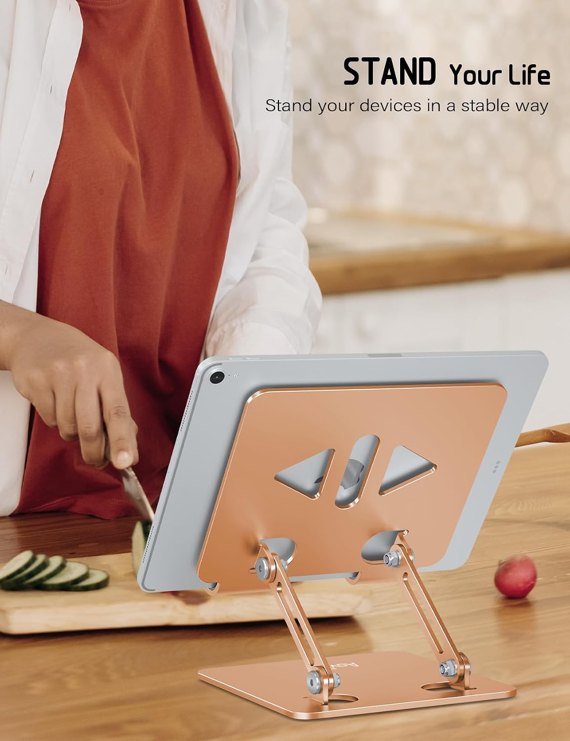 Tablet Stand for Desk,Adjustable Tablet Holder,Rose Gold