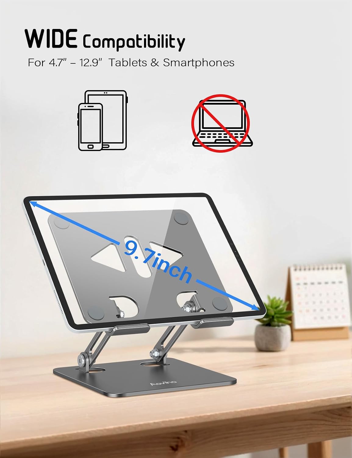 Tablet Stand for Desk,Adjustable Tablet Holder,Rose Gold