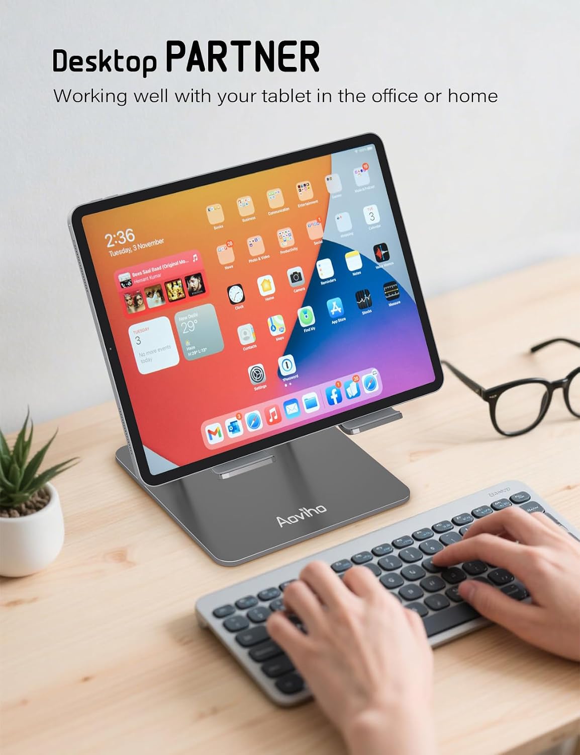 Tablet Stand for Desk,Adjustable Tablet Holder,Rose Gold