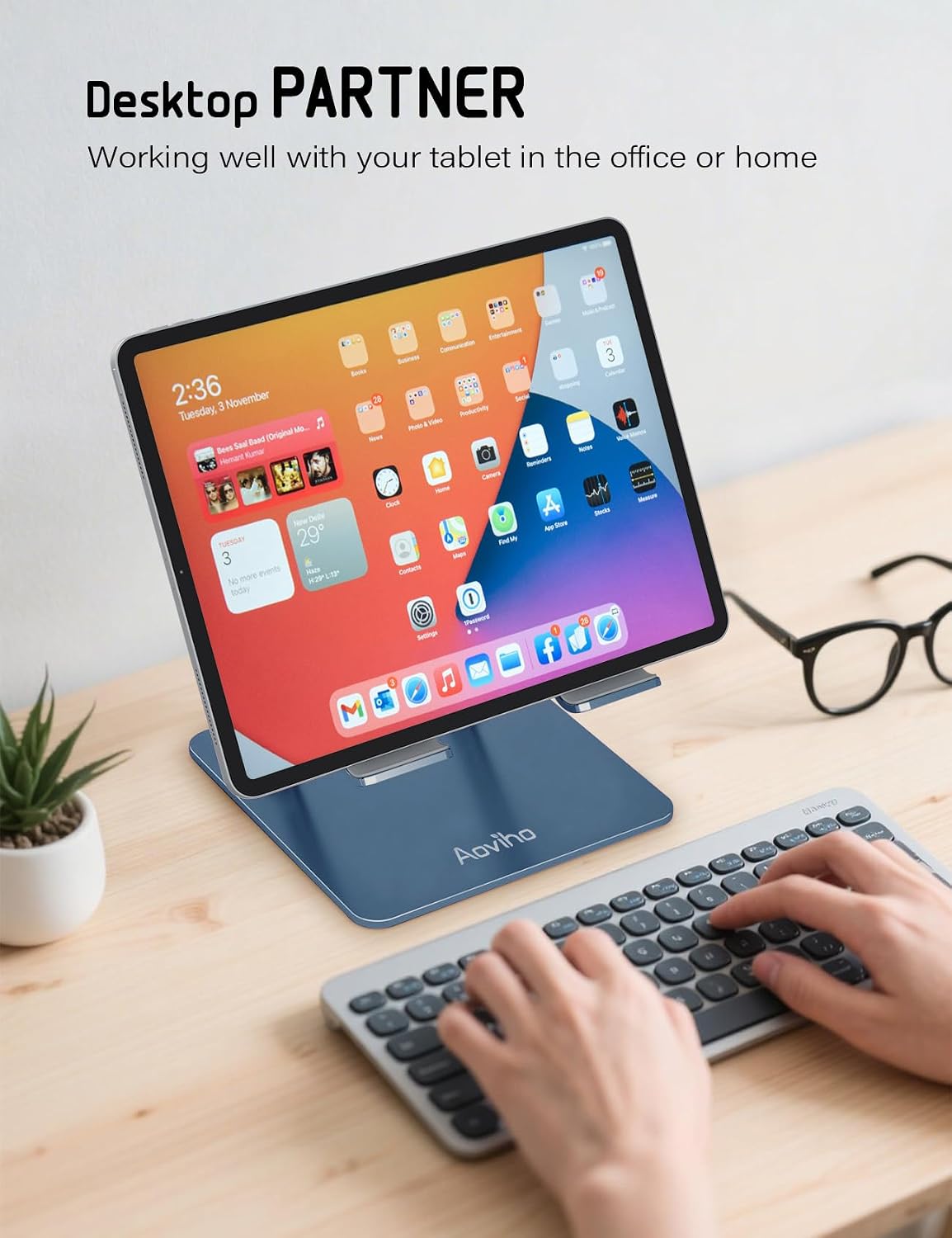 Tablet Stand for Desk,Adjustable Tablet Holder,Rose Gold