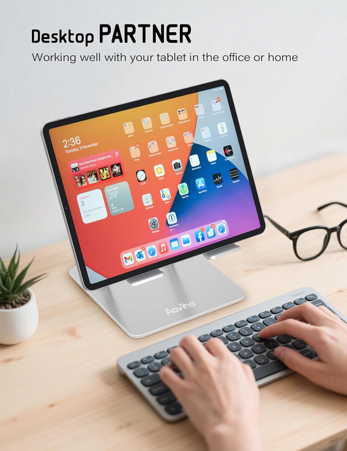 Tablet Stand for Desk,Adjustable Tablet Holder,Rose Gold