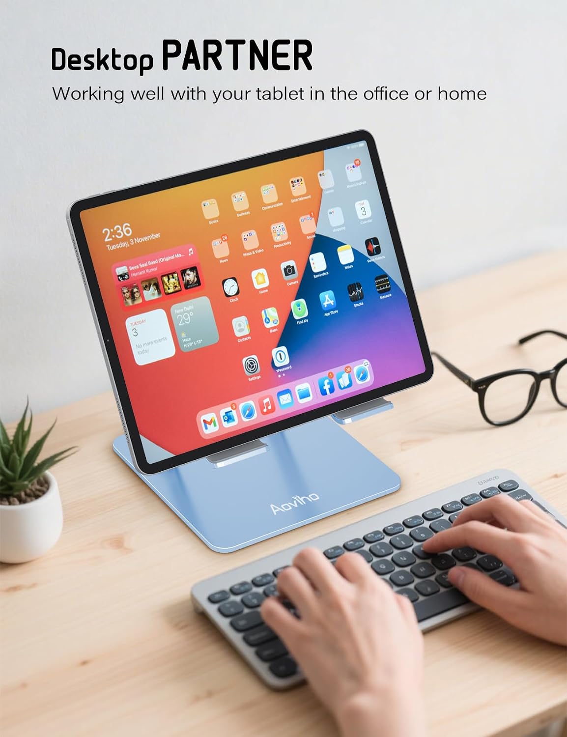 Tablet Stand for Desk,Adjustable Tablet Holder,Rose Gold