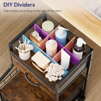 SWTYMIKI Under Desk Storage Cart- Art Storage Cart with Drawers & DIY Divider - Office Cart Organizer Under Desk Shelf, Craft Rolling Cart for Office, Craft Room & Studio Espresso
