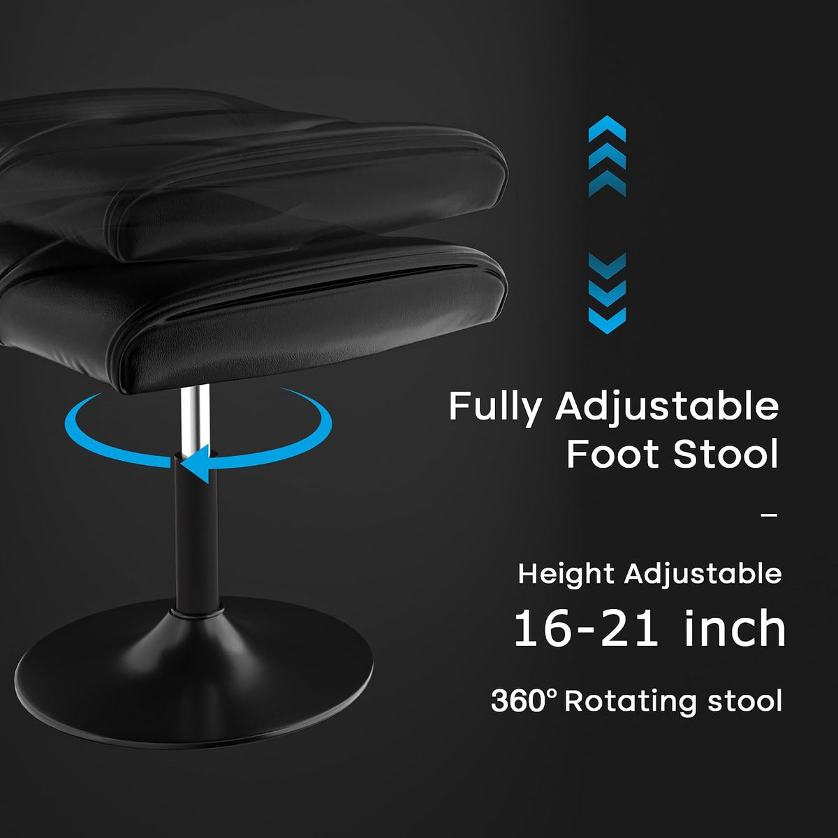 Office Foot Rest Under Desk Ottoman, Height Adjustable, Black