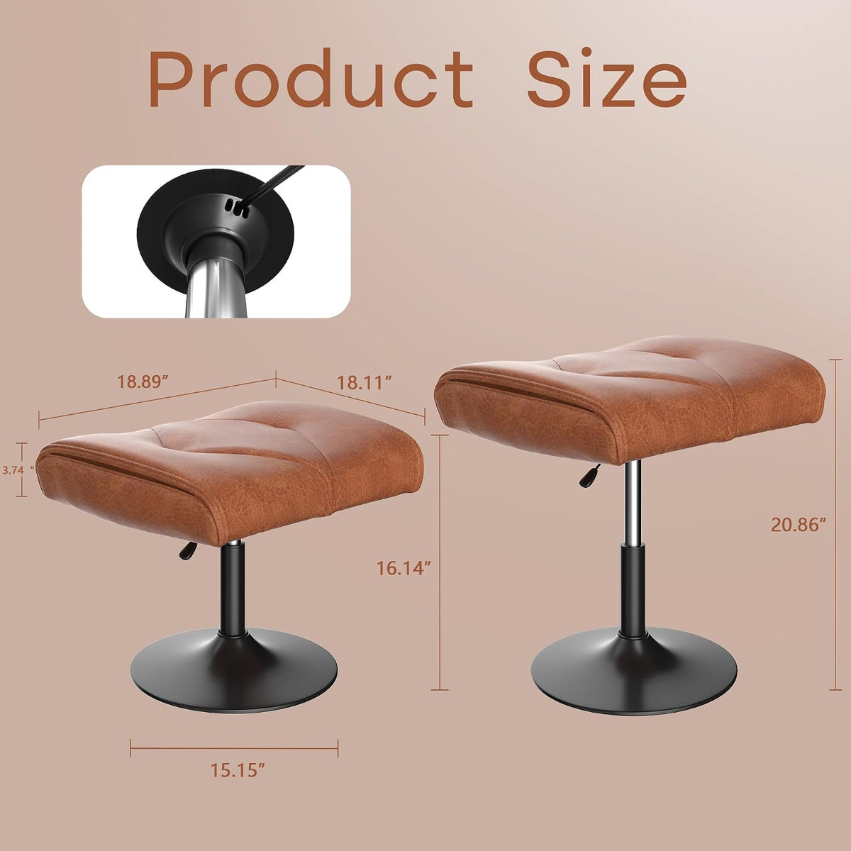 Office Foot Rest Under Desk Ottoman, Height Adjustable, Black