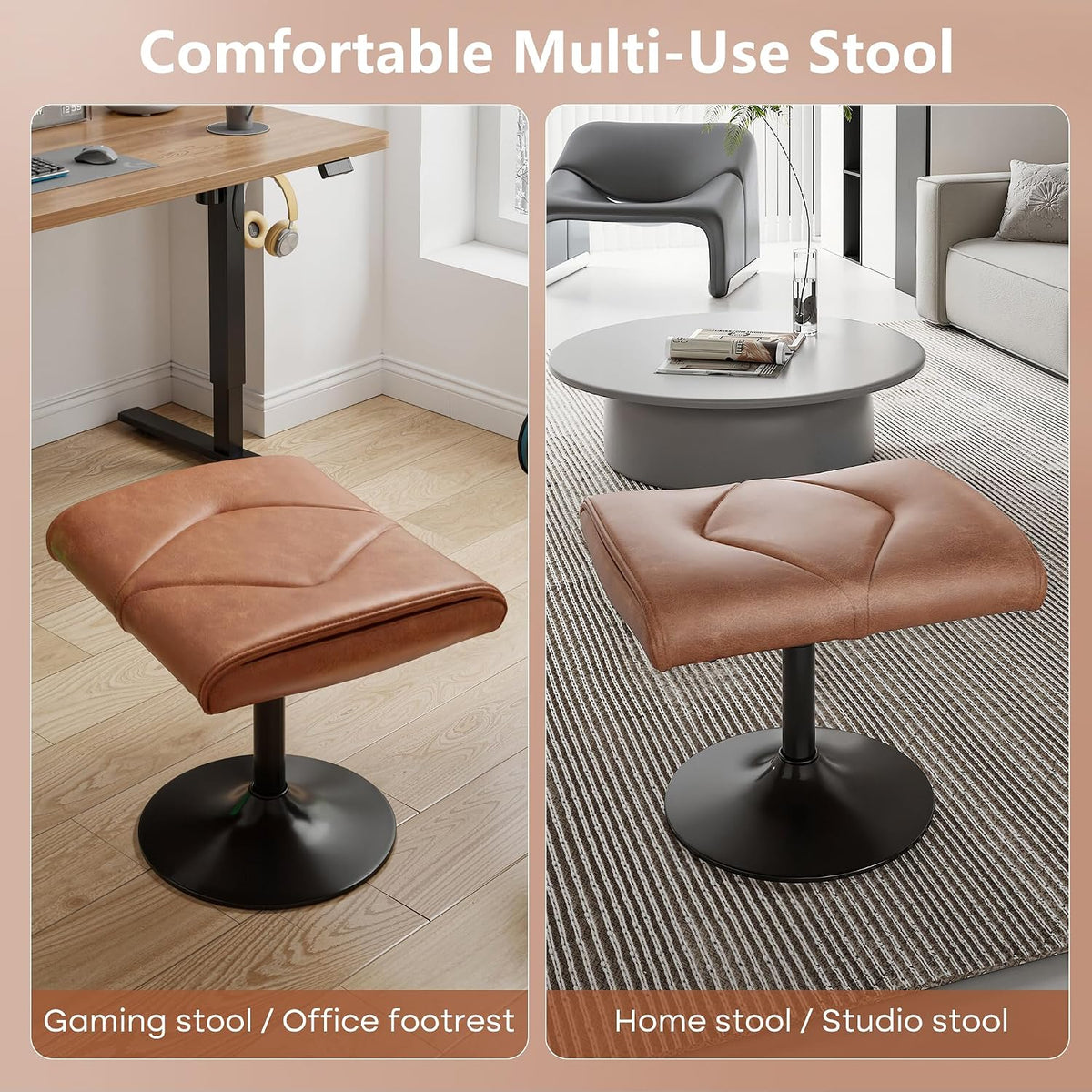 Office Foot Rest Under Desk Ottoman, Height Adjustable, Black