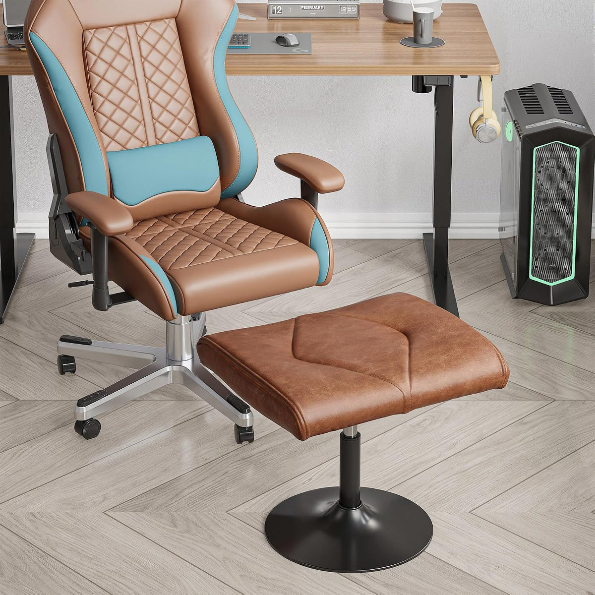 Office Foot Rest Under Desk Ottoman, Height Adjustable, Black