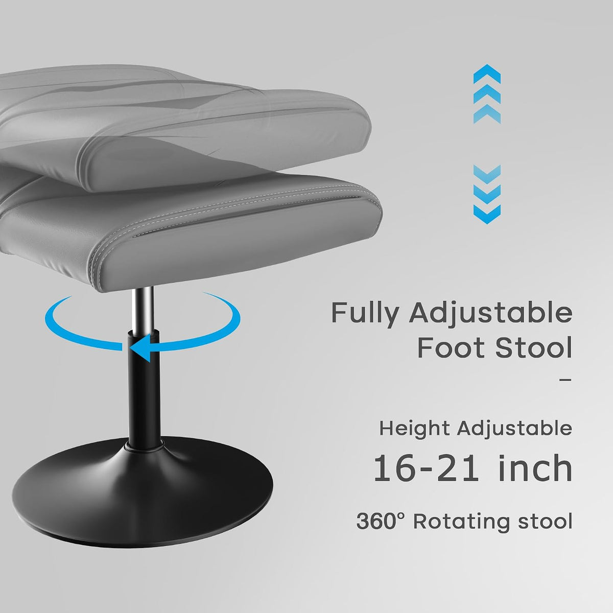 Office Foot Rest Under Desk Ottoman, Height Adjustable, Black