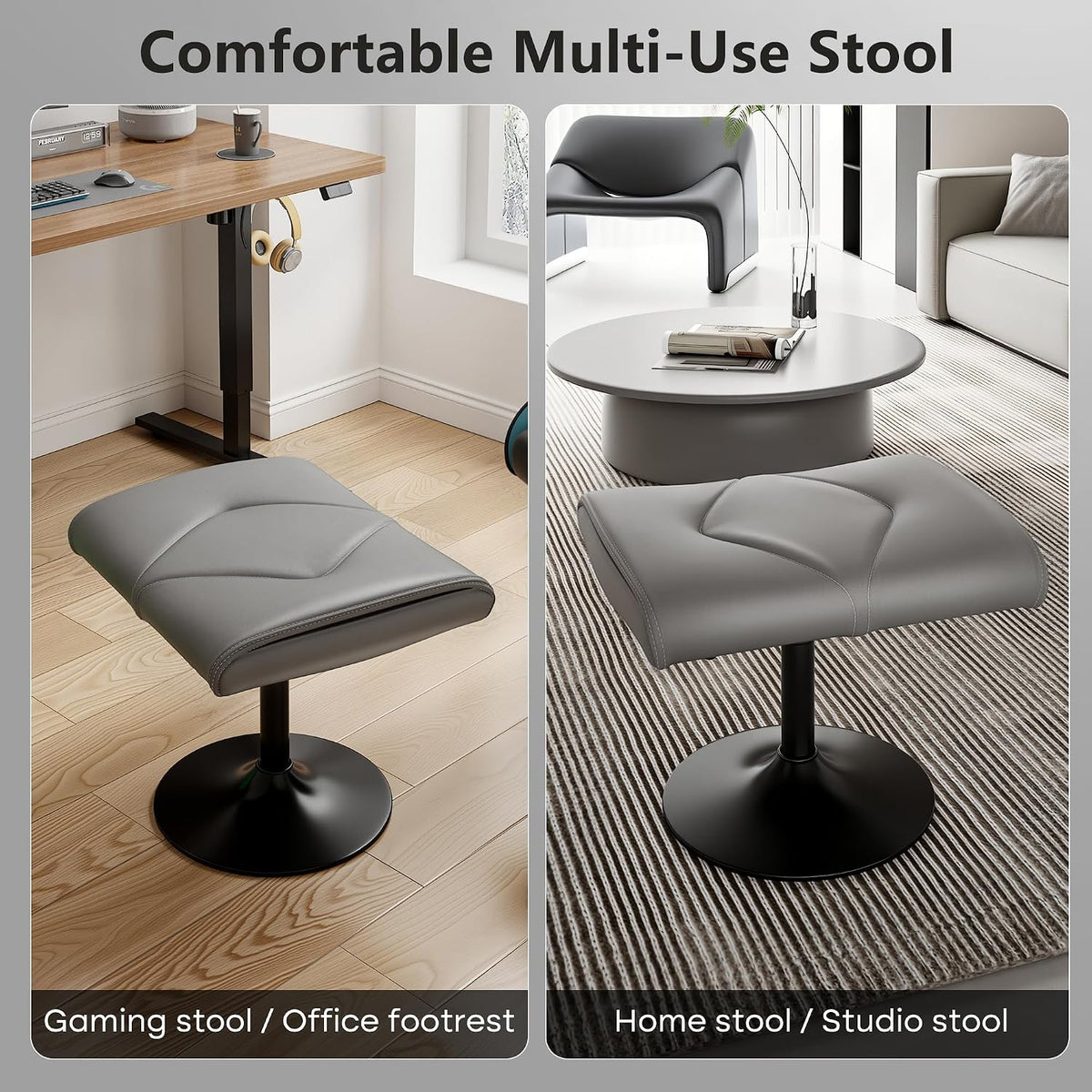 Office Foot Rest Under Desk Ottoman, Height Adjustable, Black