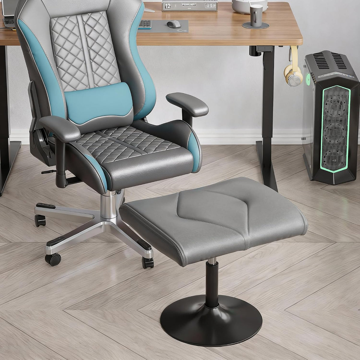 Office Foot Rest Under Desk Ottoman, Height Adjustable, Black