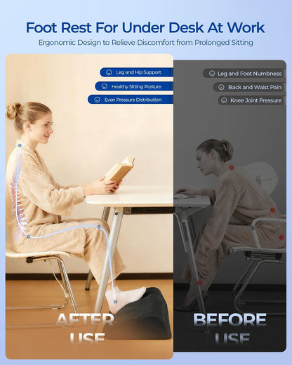 Adjustable Heights Foot Rest for Under Desk at Work, Grey