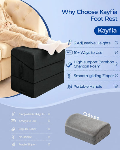 Adjustable Heights Foot Rest for Under Desk at Work, Grey