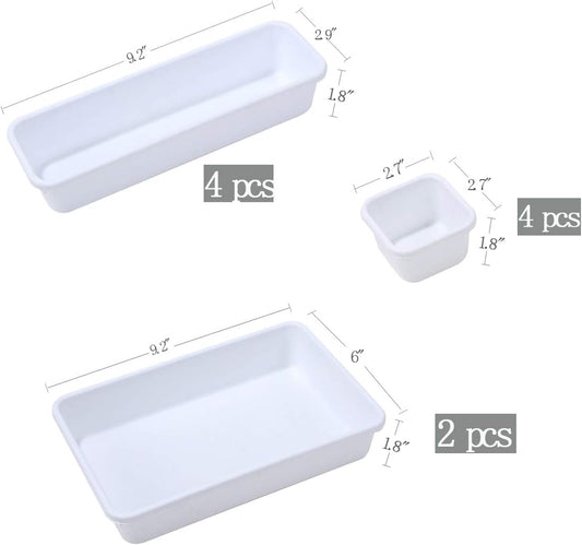 Interlocking Desk Drawer Organizer Separators for Kitchen, Bathroom, Makeup, Office (Set of 10)