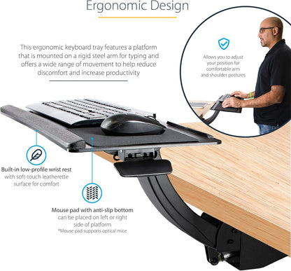 Under Desk-Mount Keyboard Tray, 26.4” Wide, Adjustable (KBTRAYADJ)