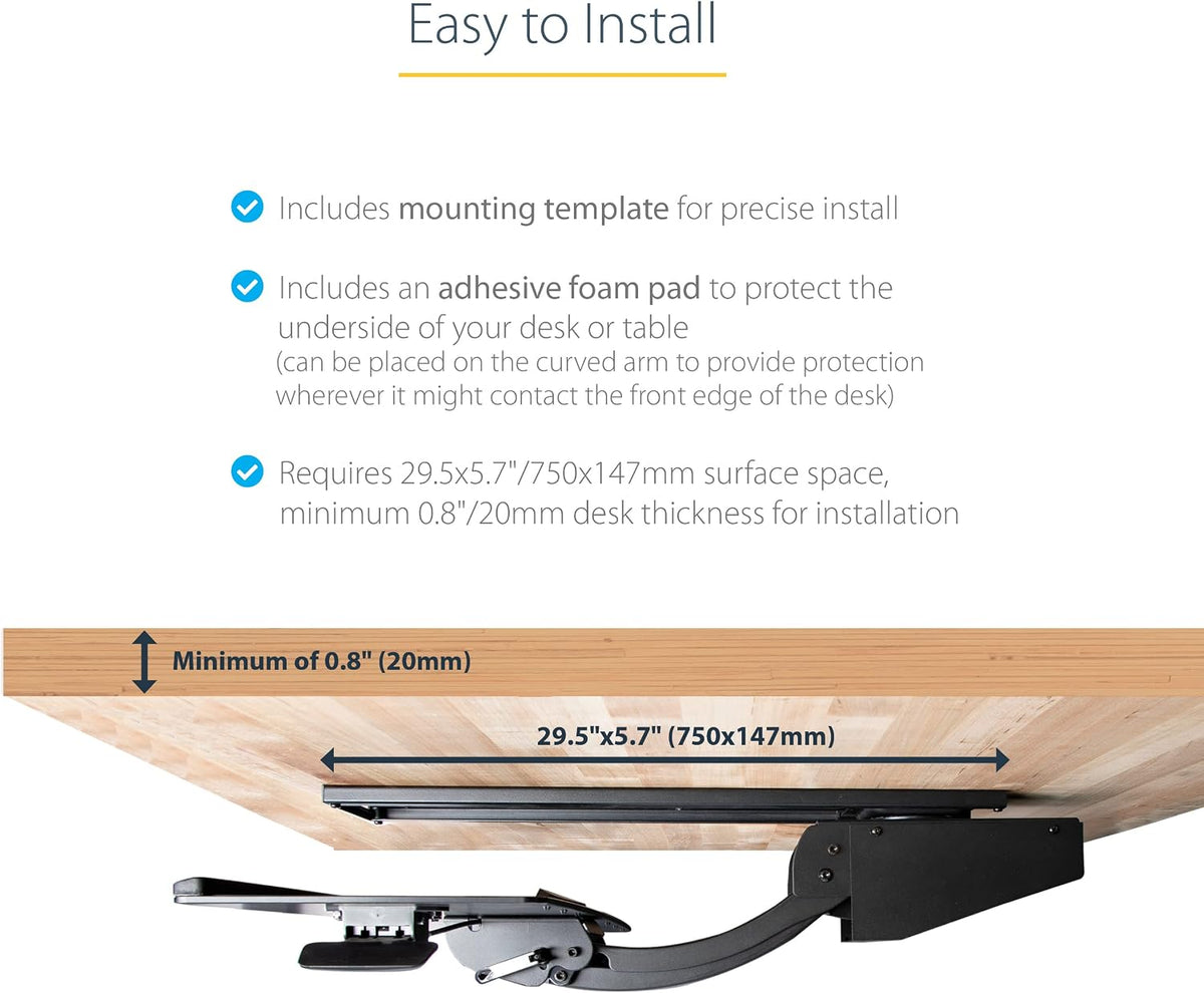 Under Desk-Mount Keyboard Tray, 26.4” Wide, Adjustable (KBTRAYADJ)